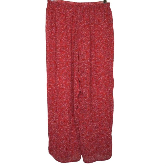 Vintage 90s Y2K Josie Natori Red Hearts Pajama PJ Pants Sheer Pajama Sleepwear - Picture 7 of 9